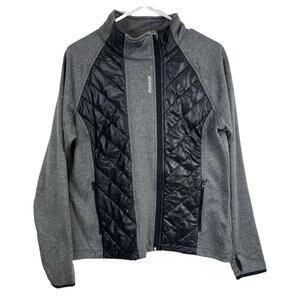 Reebok Women’s Lightweight Zip Black Grey Quilted Thumbhole Jacket size Large